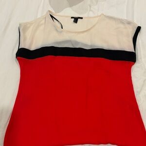Makeup Forever Red and Black Colorblock Blouse